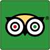 Tripadvisor logo featuring a stylized owl face with large white eyes—one eye has a red dot, the other has a green dot—on a green background.
